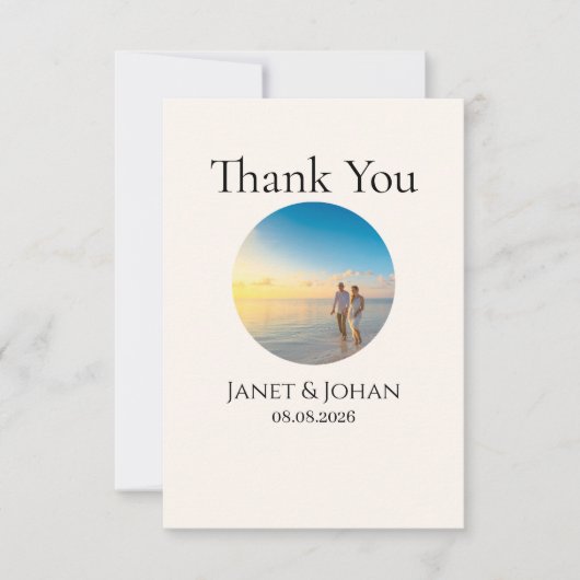 Carte De Remerciements Simple Script Modern Wedding Photo Thank You Card (Devant)
