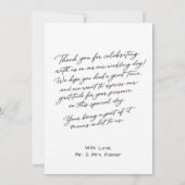 Carte De Remerciements Simple Script Modern Wedding Photo Thank You Card (Dos)