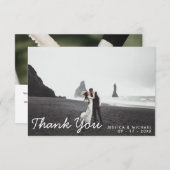 Carte De Remerciements Simple Script moderne Mariage élégant (Devant / Derrière)