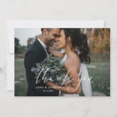 Carte De Remerciements Simple Script Moderne Mariage paysage photo (Devant)
