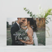 Carte De Remerciements Simple Script Moderne Mariage paysage photo (Debout devant)