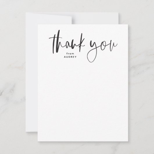 Carte De Remerciements Simple script moderne noir et blanc (Devant)