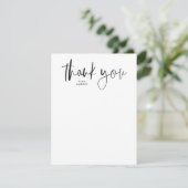 Carte De Remerciements Simple script moderne noir et blanc (Debout devant)
