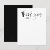 Carte De Remerciements Simple script moderne noir et blanc (Devant / Derrière)