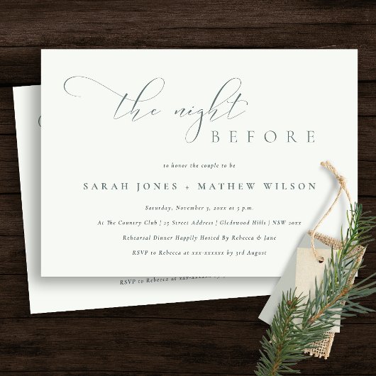 Carte De Remerciements Simple Script noir nuit blanche avant l'Invitation