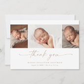 Carte De Remerciements Simple Script Photo Collage Baby (Devant)