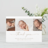 Carte De Remerciements Simple Script Photo Collage Baby (Debout devant)