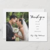 Carte De Remerciements Simple Script Photo de mariage (Devant)