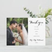 Carte De Remerciements Simple Script Photo de mariage (Debout devant)