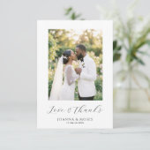 Carte De Remerciements Simple Script Photo de Mariage Moderne (Debout devant)
