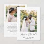Carte De Remerciements Simple Script Photo de Mariage Moderne (Devant / Derrière)
