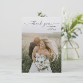 Carte De Remerciements Simple Script Photo Mariage (Debout devant)