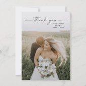 Carte De Remerciements Simple Script Photo Mariage (Devant)