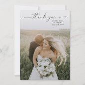 Carte De Remerciements Simple Script Photo Mariage (Devant)