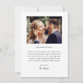 Carte De Remerciements Simple Script Photo Mariage (Dos)