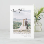 Carte De Remerciements Simple Script Photo Mariage (Debout devant)