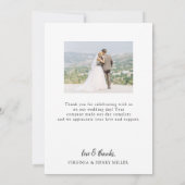 Carte De Remerciements Simple Script Photo Mariage (Dos)