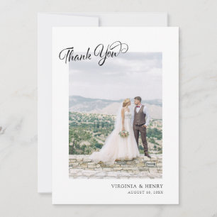 Carte De Remerciements Simple Script Photo Mariage
