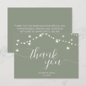 Carte De Remerciements Simple String Lights Sage Green Wedding (Devant / Derrière)