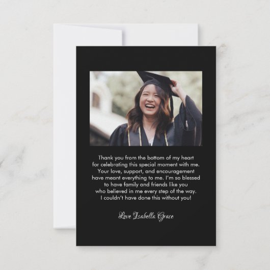 Carte De Remerciements Simple Stylish Heart Calligraphy Script Graduation (Dos)