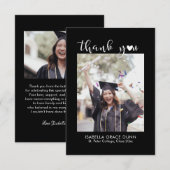 Carte De Remerciements Simple Stylish Heart Calligraphy Script Graduation (Devant / Derrière)