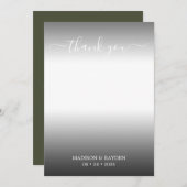 Carte De Remerciements Simple superposition de script Olive Green Mariage (Devant / Derrière)