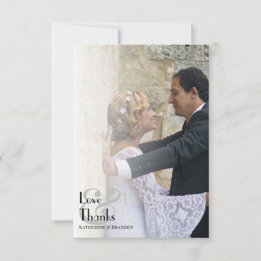 Carte De Remerciements Simple superposition photo Mariage de typographie  (Devant)