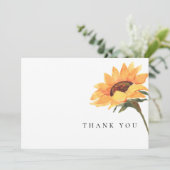 Carte De Remerciements Simple tige de tournesol à l'aquarelle Remerciemen (Debout devant)