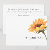 Carte De Remerciements Simple tige de tournesol à l'aquarelle Remerciemen (Devant / Derrière)
