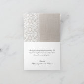 Carte De Remerciements Simple Toile de Jute et Dentelle (Intérieur)