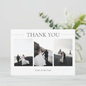 Carte De Remerciements Simple Typografy 3 photos Wedding (Debout devant)