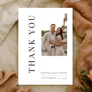 Carte De Remerciements Simple typographie moderne pour mariage de destina