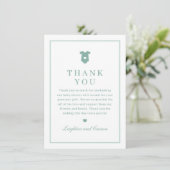 Carte De Remerciements Simple Typographie Sage Baby shower vert (Debout devant)