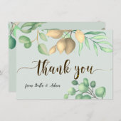 Carte De Remerciements Simple verdure Floral Eucalyptus Mariage (Devant / Derrière)
