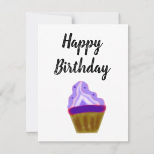 Carte De Remerciements simple violet cupcake élégant heureux anniversaire