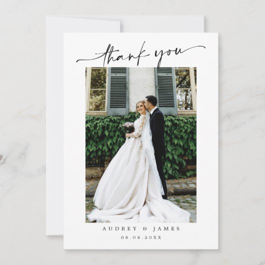 Carte De Remerciements Simple Wedding Thank You Message (Devant)