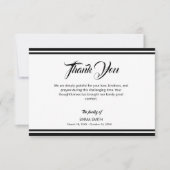 Carte De Remerciements Simple White with Black Lines Funeral (Devant)