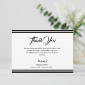 Carte De Remerciements Simple White with Black Lines Funeral (Debout devant)