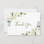 Carte De Remerciements Simplement Eucalyptus Roses Blanches Flore (Devant)
