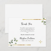 Carte De Remerciements Simples, Élégantes Verdure Funérailles Orthodoxes (Devant / Derrière)