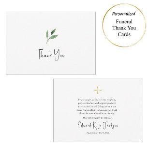 Carte De Remerciements Simples verdure Orthodoxe funérailles chrétiennes