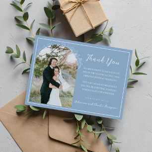 Carte De Remerciements Simplicité Florale 1 Mariage Bleu Glacier