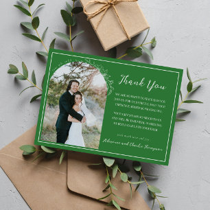 Carte De Remerciements Simplicité Florale 1 Mariage Vert de Prairie