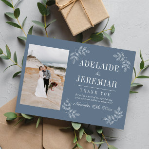 Carte De Remerciements Simplicité Florale 2 Mariage Bleu Côtiers