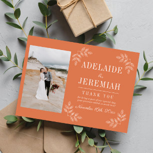 Carte De Remerciements Simplicité Florale 2 Mariage Corail
