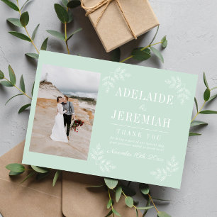 Carte De Remerciements Simplicité Florale 2 Mariage Vert Menthe