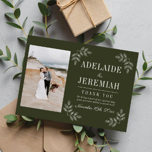 Carte De Remerciements Simplicité Florale 2 Mariage Vert Olive
