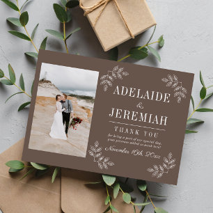 Carte De Remerciements Simplicité Florale 2 Taupe Champignon Mariage