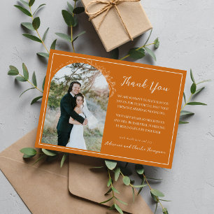 Carte De Remerciements Simplicité Florale Orange Citrouille 1 Mariage