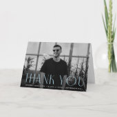 Carte De Remerciements Simplicité moderne Sky Blue Photo Graduation (Devant)